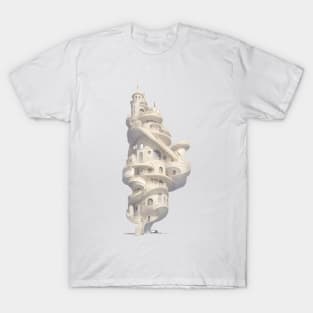 Parnassus Futuristic Victorian Art Nouveau Spiral Tower T-Shirt